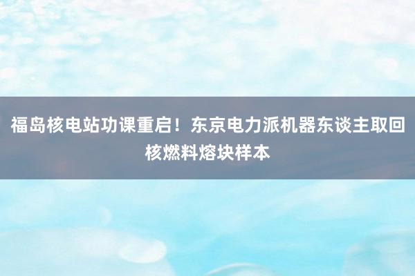 福岛核电站功课重启！东京电力派机器东谈主取回核燃料熔块样本